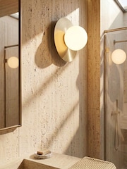 RUL LIGHTING Gold Mika Bathroom Metal & Glass Wall Light - Image 1 of 4