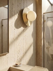 RUL LIGHTING Gold Mika Bathroom Metal & Glass Wall Light - Image 2 of 4