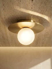 RUL LIGHTING c Mika Bathroom Metal & Glass Ceiling Flush - Image 1 of 5