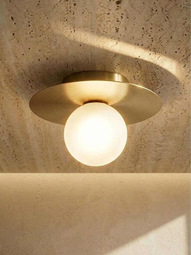 RUL LIGHTING c Mika Bathroom Metal & Glass Ceiling Flush - Image 1 of 5 RUL LIGHTING c Mika Bathroom Metal & Glass Ceiling Flush - Image 1 of 5