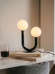 RUL Lighting Black Matee White Mehta 2 Light LED Metal and Glass Table Light - Image 1 of 4