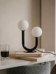 RUL Lighting Black Matee White Mehta 2 Light LED Metal and Glass Table Light - Image 2 of 4