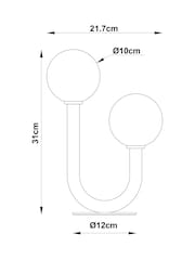 RUL Lighting Black Matee White Mehta 2 Light LED Metal and Glass Table Light - Image 3 of 4