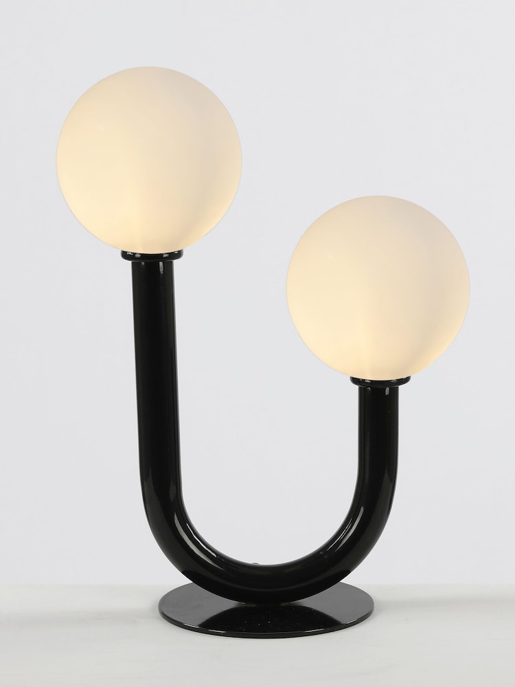 RUL Lighting Black Matee White Mehta 2 Light LED Metal and Glass Table Light - Image 4 of 4 RUL Lighting Black Matee White Mehta 2 Light LED Metal and Glass Table Light - Image 4 of 4