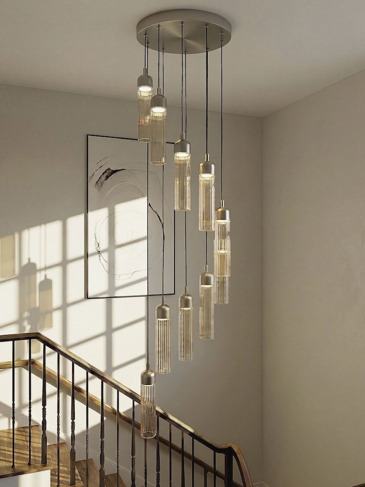 RUL LIGHTING Sliver Brown Opera 10 Light Glass Cluster - Image 1 of 4 RUL LIGHTING Sliver Brown Opera 10 Light Glass Cluster - Image 1 of 4