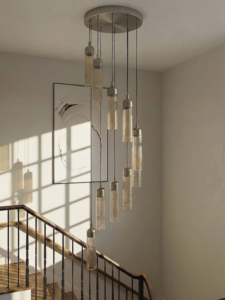 RUL LIGHTING Sliver Brown Opera 10 Light Glass Cluster - Image 2 of 4 RUL LIGHTING Sliver Brown Opera 10 Light Glass Cluster - Image 2 of 4