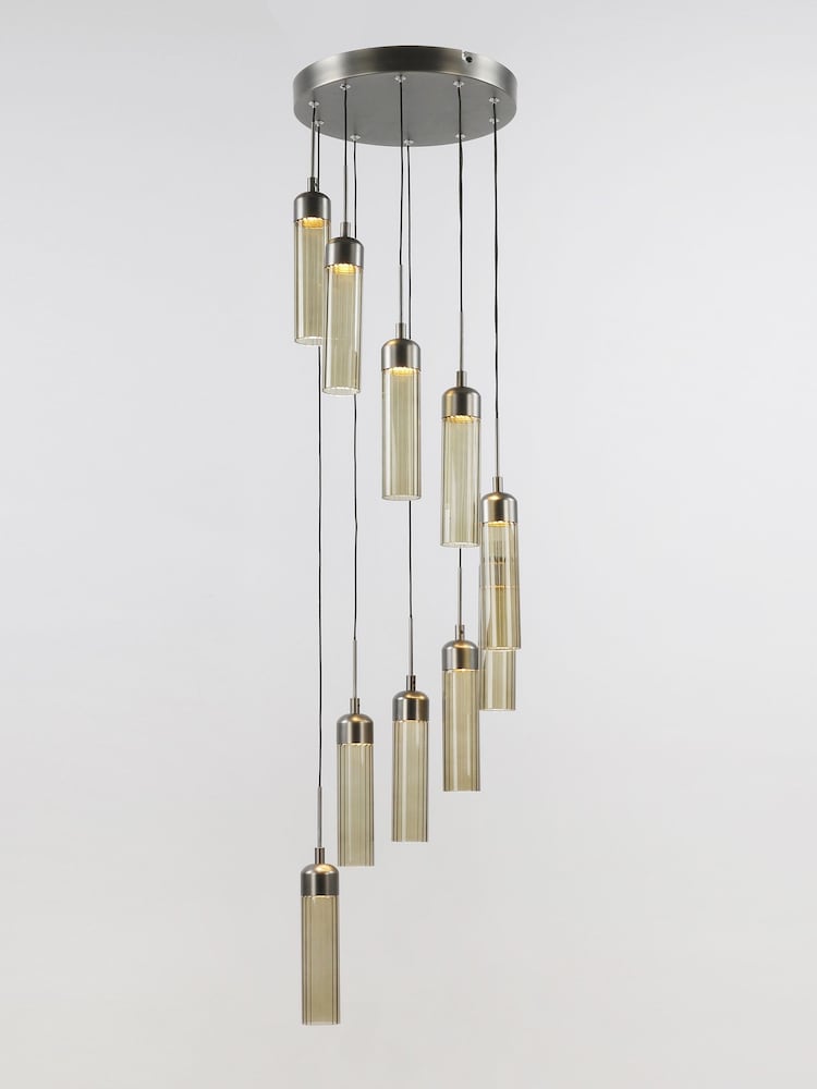 RUL LIGHTING Sliver Brown Opera 10 Light Glass Cluster - Image 4 of 4 RUL LIGHTING Sliver Brown Opera 10 Light Glass Cluster - Image 4 of 4