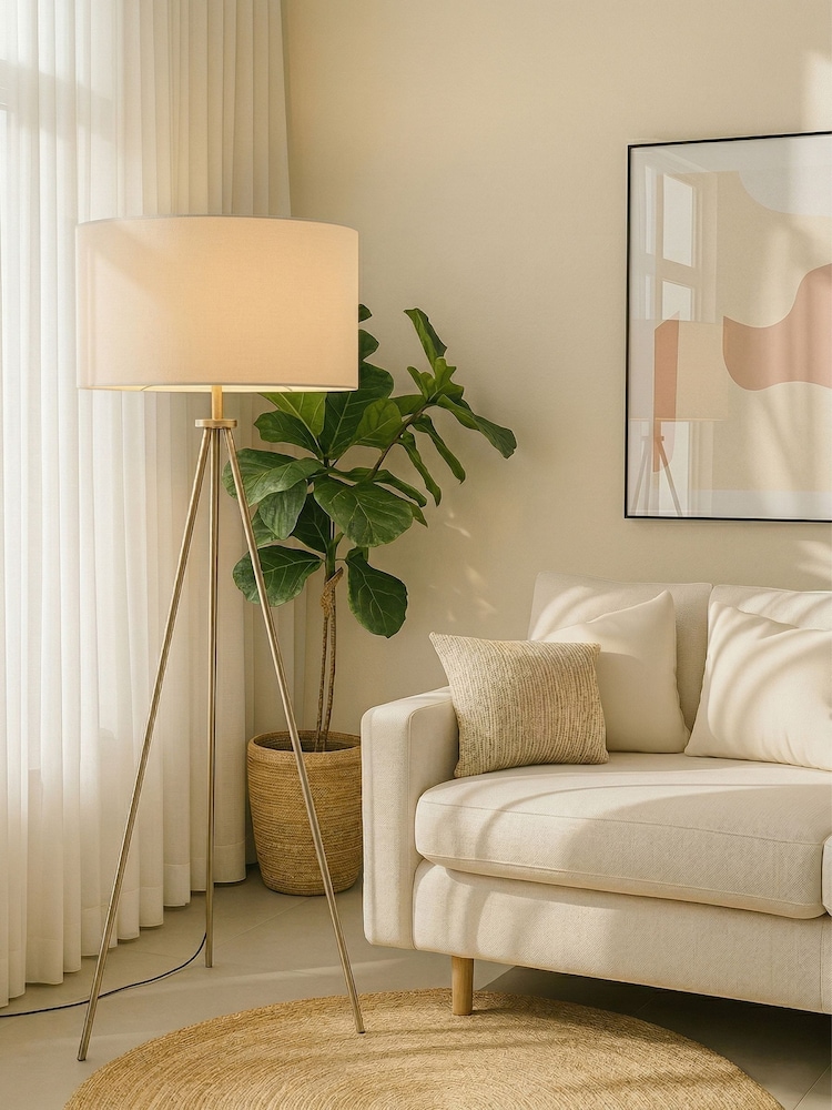 RUL LIGHTING GOLD Leah Metal Tripod Floor Lamp - Image 1 of 4 RUL LIGHTING GOLD Leah Metal Tripod Floor Lamp - Image 1 of 4