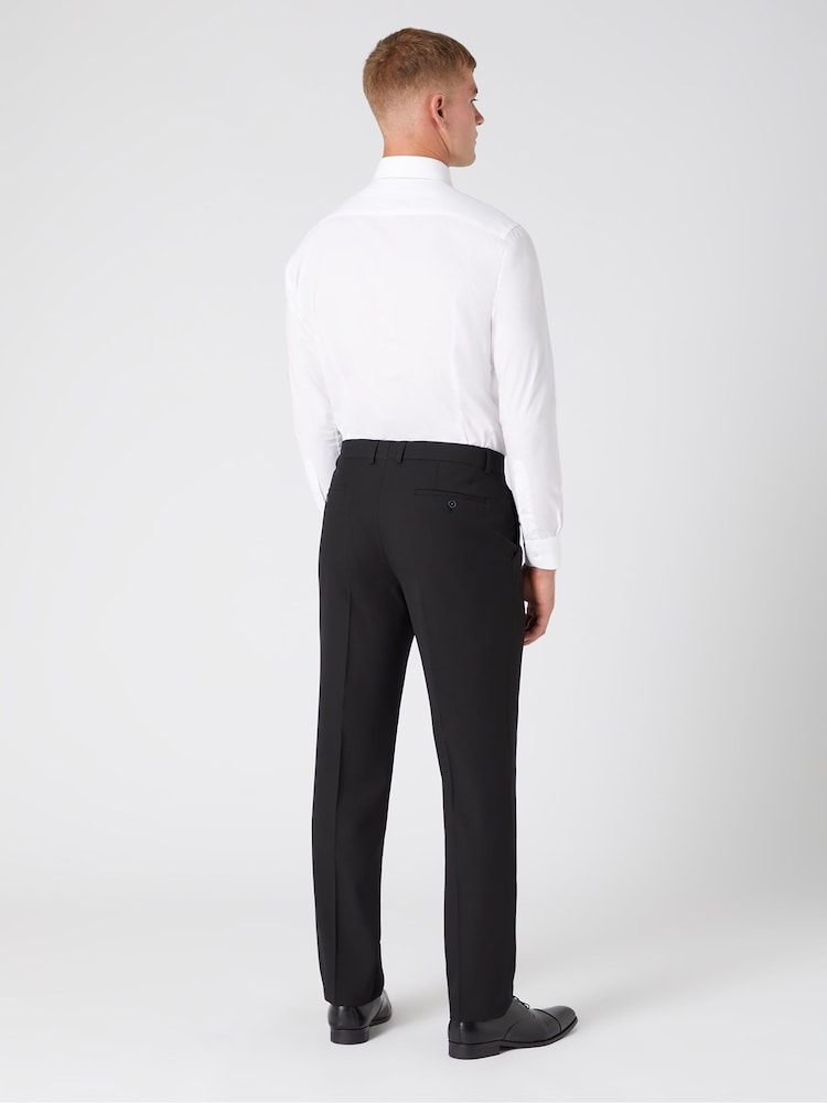 Remus Uomo Black Palucci Tapered Fit Stretch Suit Trousers - Image 2 of 6