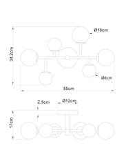 RUL LIGHTING Gold Isha 6 Light Bathroom Metal  Glass Semi Flush Ceiling Light - Image 3 of 4