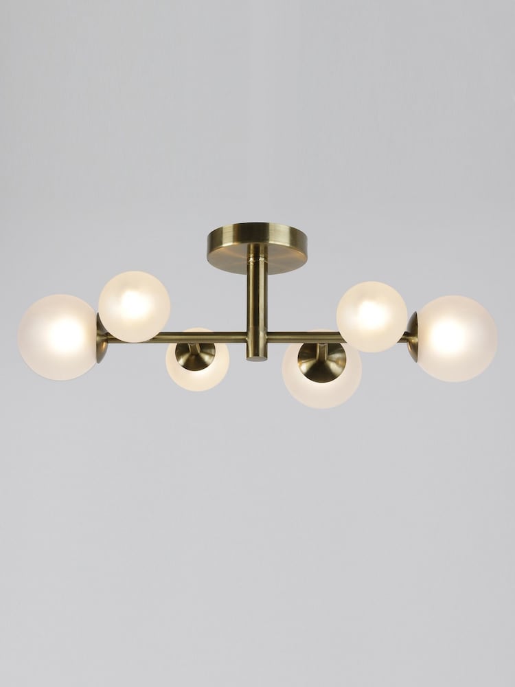 RUL LIGHTING Gold Isha 6 Light Bathroom Metal Glass Semi Flush Ceiling Light - Image 4 of 4 RUL LIGHTING Gold Isha 6 Light Bathroom Metal Glass Semi Flush Ceiling Light - Image 4 of 4