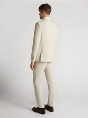 كريم - Remus Uomo Peppe Tapered Fit Linen Blend Suit Jacket - Image 2 of 6