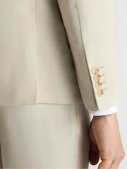 كريم - Remus Uomo Peppe Tapered Fit Linen Blend Suit Jacket - Image 3 of 6