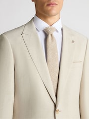 كريم - Remus Uomo Peppe Tapered Fit Linen Blend Suit Jacket - Image 4 of 6