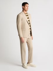 كريم - Remus Uomo Alto Tapered Fit Stretch Suit Jacket - صورة 4 من 6