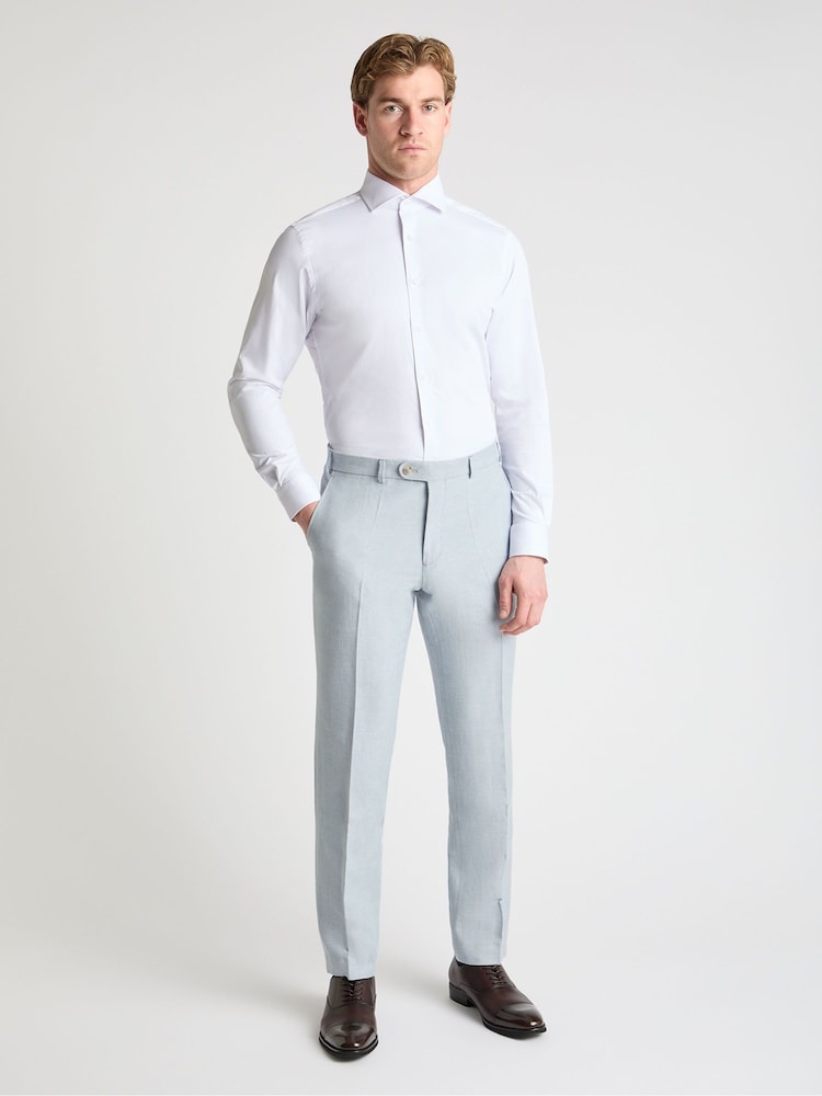 Azul - Pantalones de traje de lino de corte cónico Peppe de Remus Uomo - Imagen 2 de 6