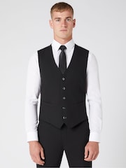 Remus Uomo Black Palucci Tapered Fit Stretch Suit Waistcoat - Image 1 of 5