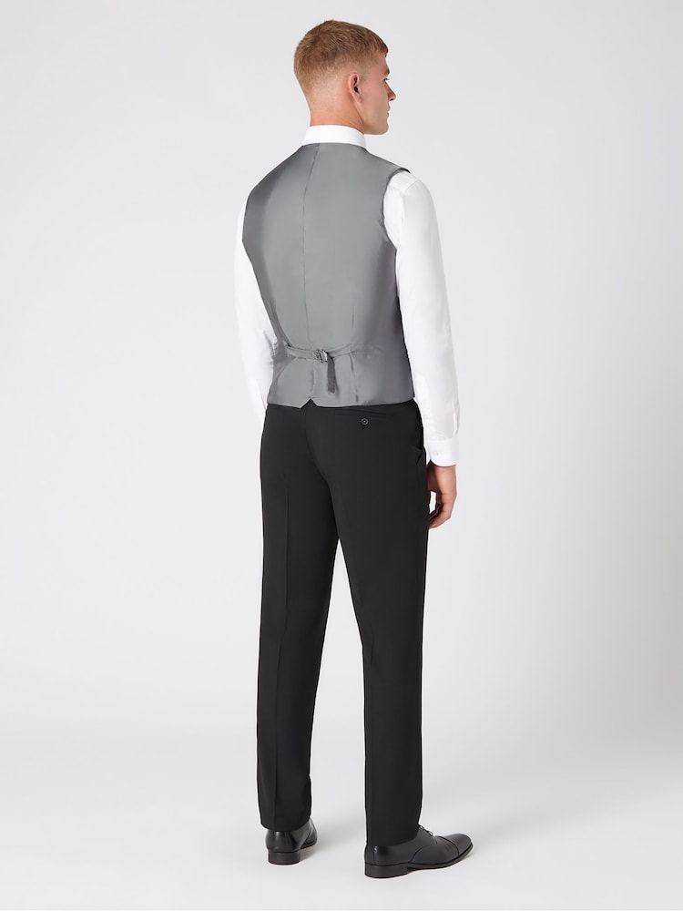 Remus Uomo Black Palucci Tapered Fit Stretch Suit Waistcoat - Image 2 of 5