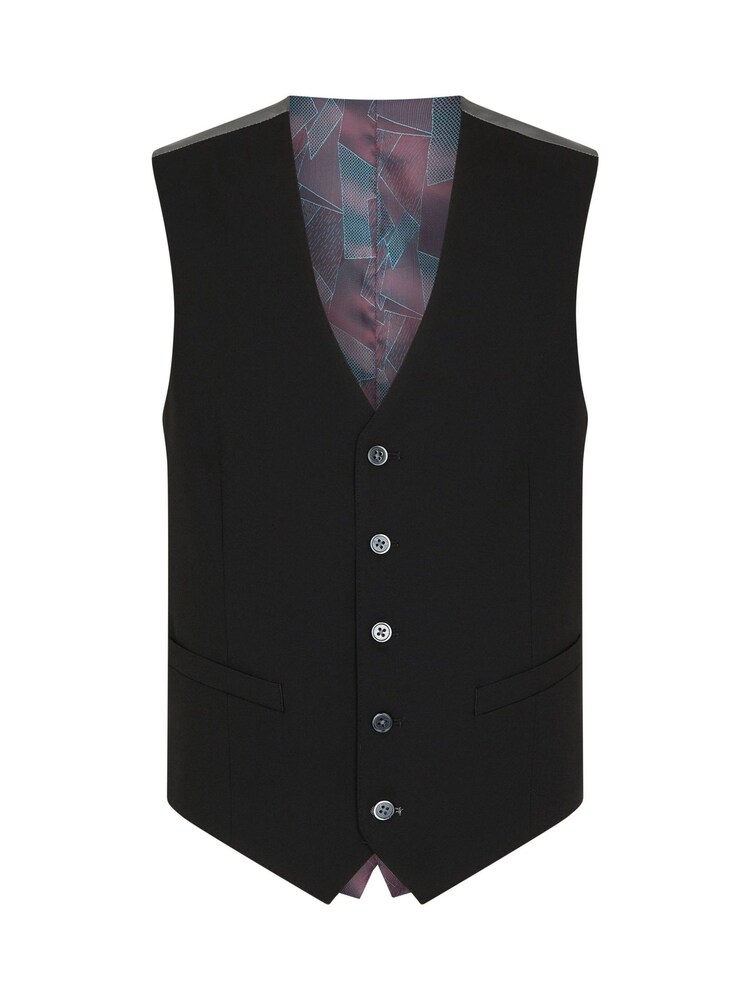Remus Uomo Black Palucci Tapered Fit Stretch Suit Waistcoat - Image 5 of 5