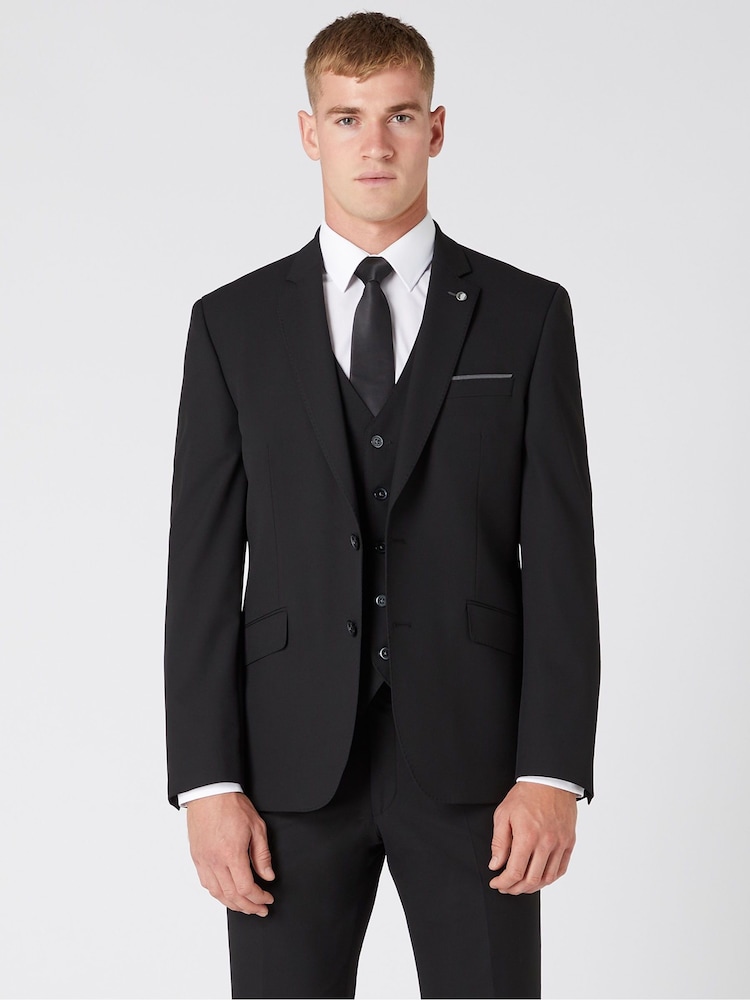 أسود - Remus Uomo Palucci Tapered Fit Stretch Suit Jacket - صورة 1 من 5