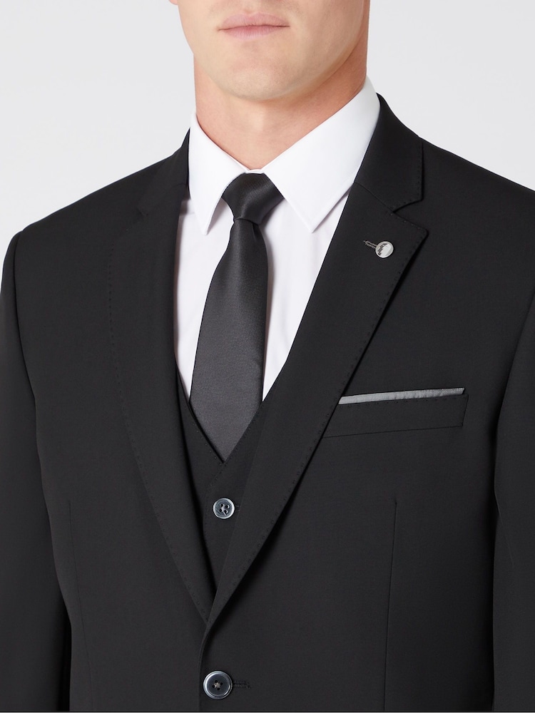 أسود - Remus Uomo Palucci Tapered Fit Stretch Suit Jacket - صورة 2 من 5
