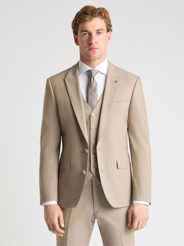 Remus Uomo Cream Peppe Tapered Fit Stretch Suit Jacket - Image 1 of 6