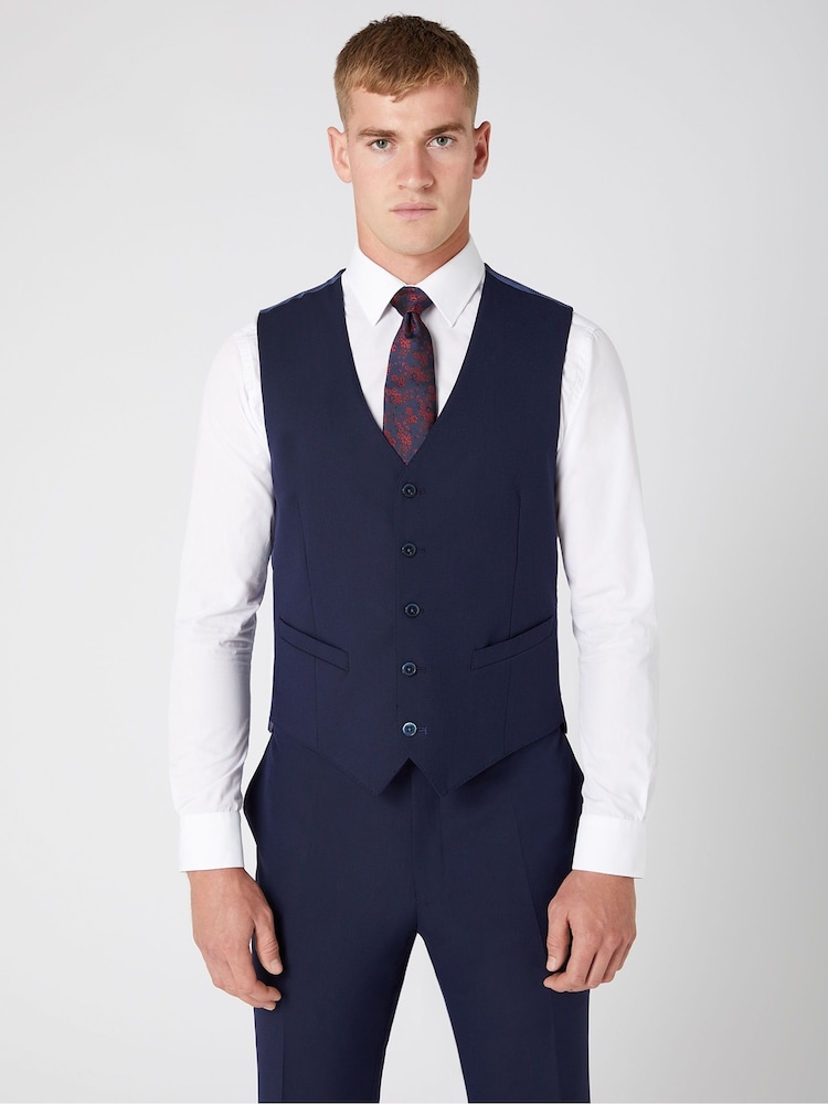 Plavo - Remus Uomo Palucci Tapered Fit Stretch Suit Waistcoat - Slika 1 od 5
