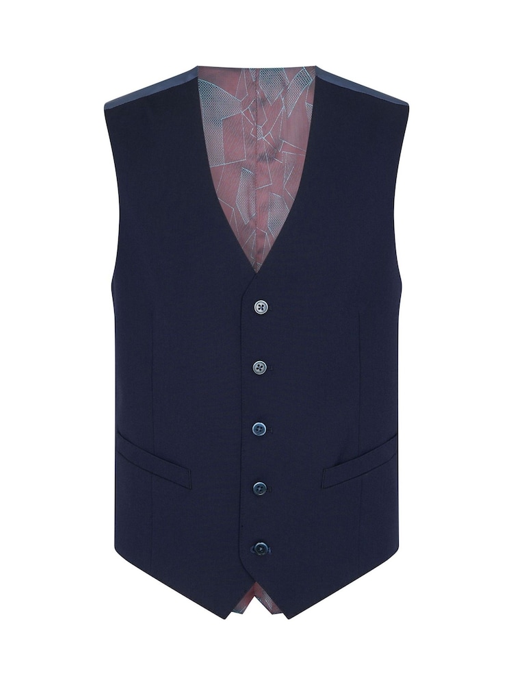 Plavo - Remus Uomo Palucci Tapered Fit Stretch Suit Waistcoat - Slika 5 od 5