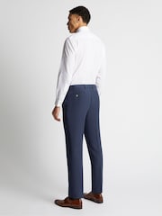 Remus Uomo Blue Peppe Tapered Fit Linen Blend Suit Trousers - Image 2 of 6