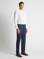 Remus Uomo Blue Peppe Tapered Fit Linen Blend Suit Trousers - Image 3 of 6