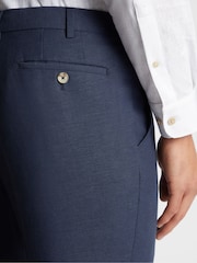 Remus Uomo Blue Peppe Tapered Fit Linen Blend Suit Trousers - Image 4 of 6