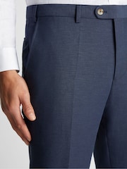 Remus Uomo Blue Peppe Tapered Fit Linen Blend Suit Trousers - Image 5 of 6