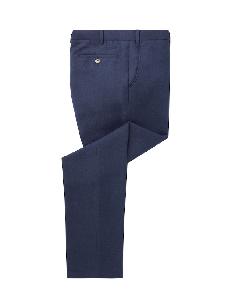 Remus Uomo Blue Peppe Tapered Fit Linen Blend Suit Trousers - Image 6 of 6