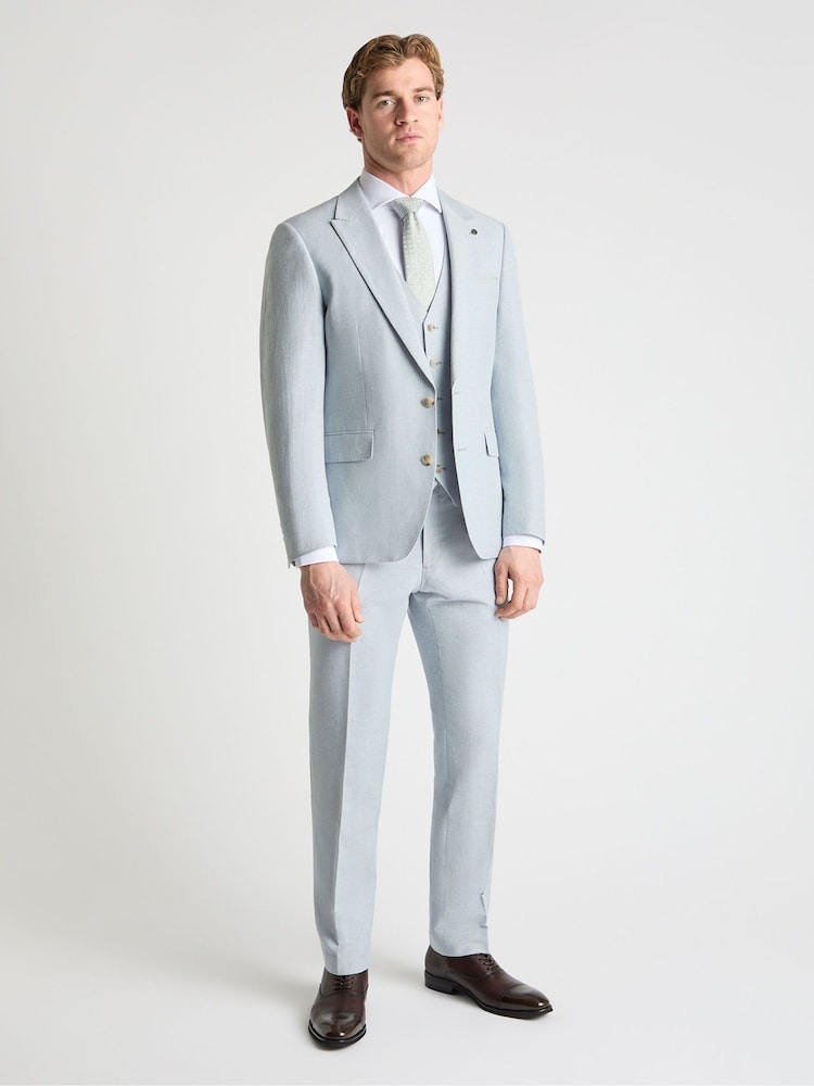 أزرق - Remus Uomo Peppe Tapered Fit Linen Blend Suit Jacket - Image 2 of 6