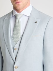 أزرق - Remus Uomo Peppe Tapered Fit Linen Blend Suit Jacket - Image 4 of 6