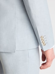 أزرق - Remus Uomo Peppe Tapered Fit Linen Blend Suit Jacket - Image 5 of 6
