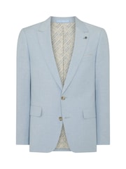 أزرق - Remus Uomo Peppe Tapered Fit Linen Blend Suit Jacket - Image 6 of 6