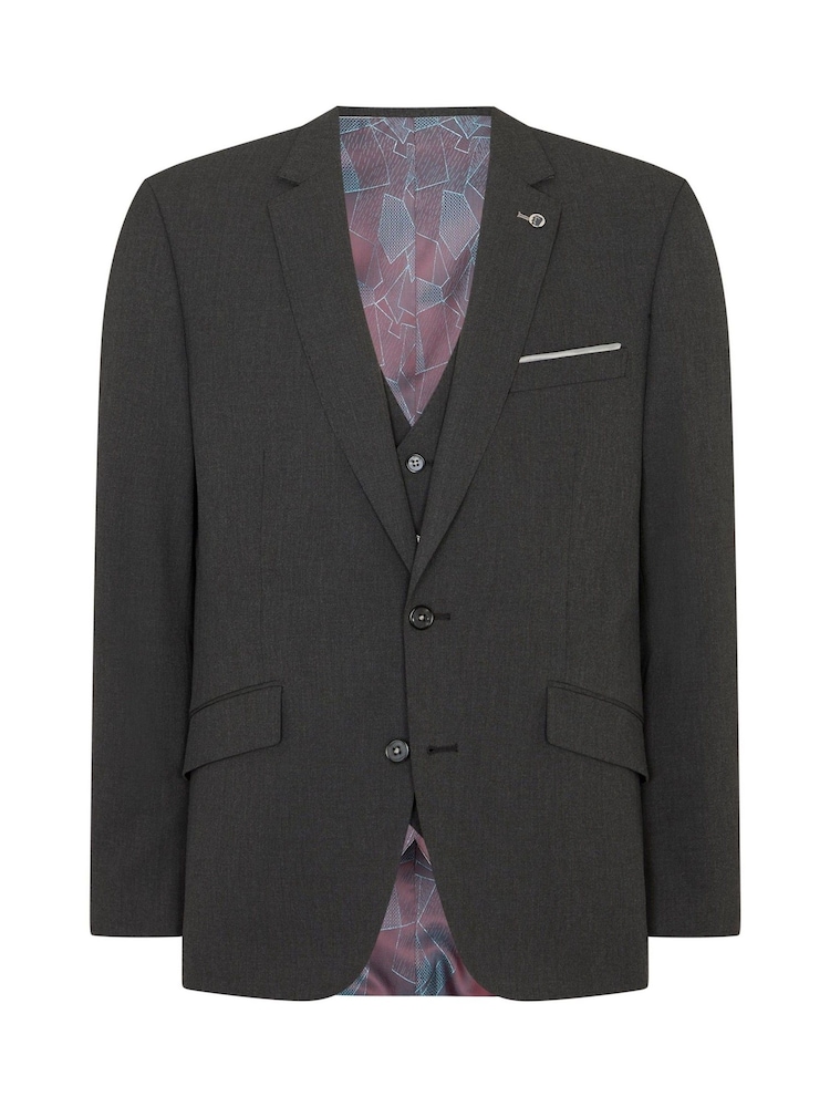 Remus Uomo Grey Palucci Tapered Fit Stretch Suit Jacket - Image 6 of 6