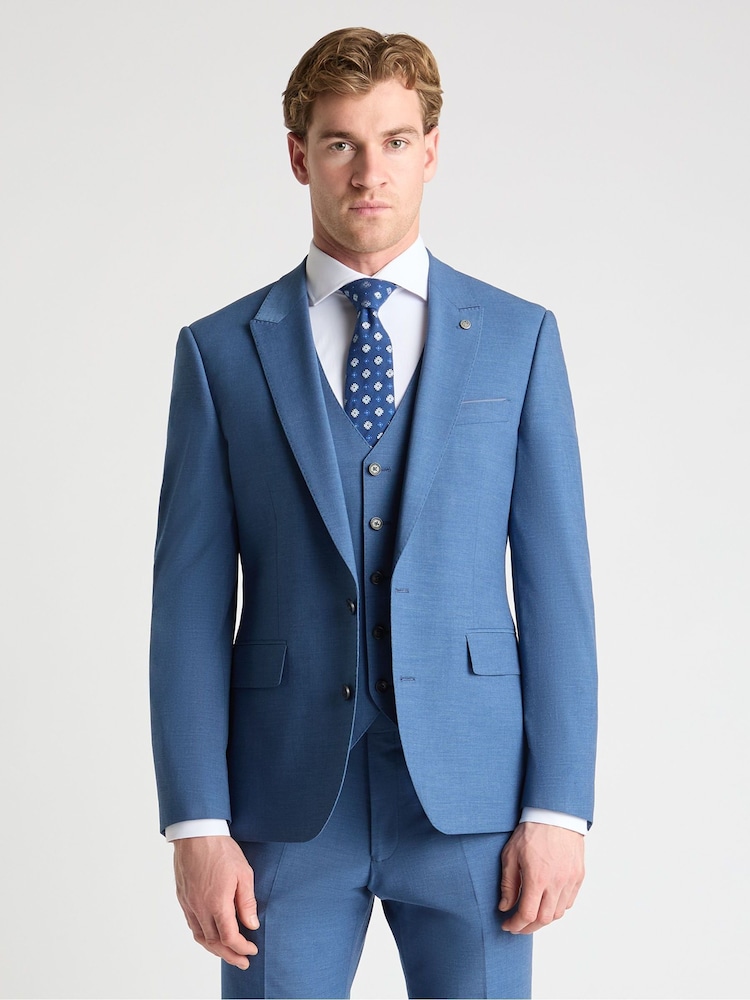 Remus Uomo Blue Peppe Tapered Fit Stretch Suit Jacket - Image 1 of 6