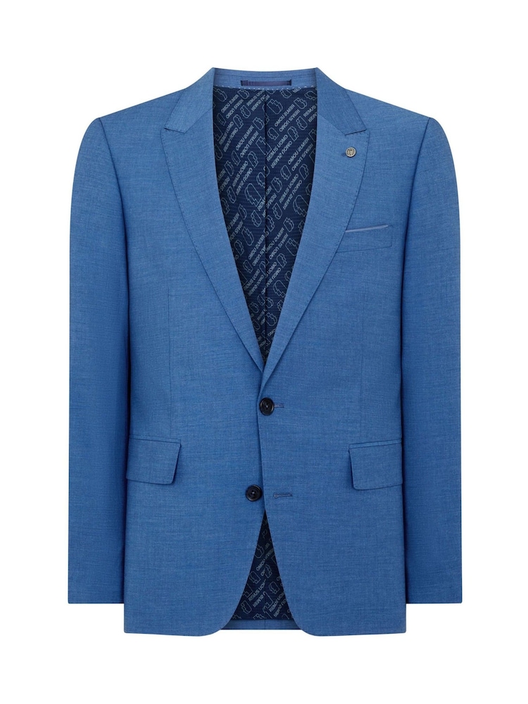 Remus Uomo Blue Peppe Tapered Fit Stretch Suit Jacket - Image 7 of 7