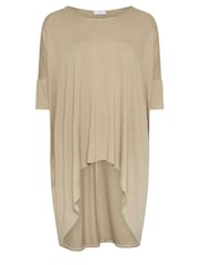 Yours Curve Natural Brown Dipped Hem Longline Tunic - Image 5 of 5