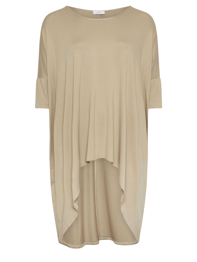 Yours Curve Natural Brown Dipped Hem Longline Tunic - Image 5 of 5