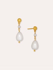 Ottoman Hands Gold Tone Kyra Pearl Drop Stud Earrings - Image 1 of 4
