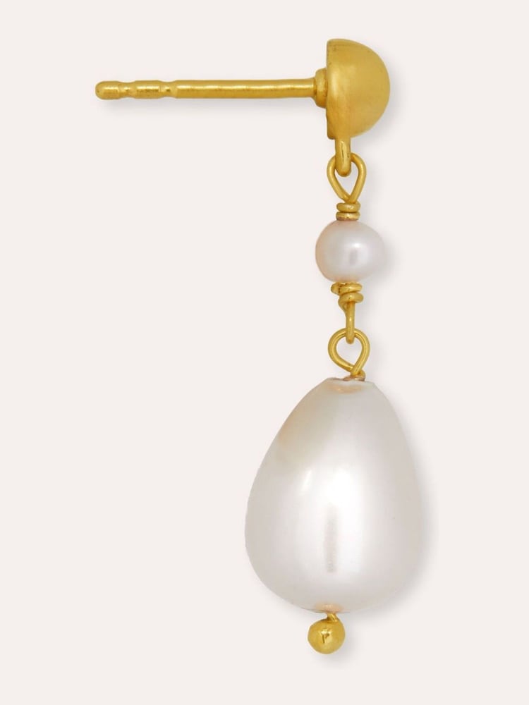 Ottoman Hands Gold Tone Kyra Pearl Drop Stud Earrings - Image 2 of 4 Ottoman Hands Gold Tone Kyra Pearl Drop Stud Earrings - Image 2 of 4