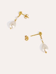 Ottoman Hands Gold Tone Kyra Pearl Drop Stud Earrings - Image 3 of 4