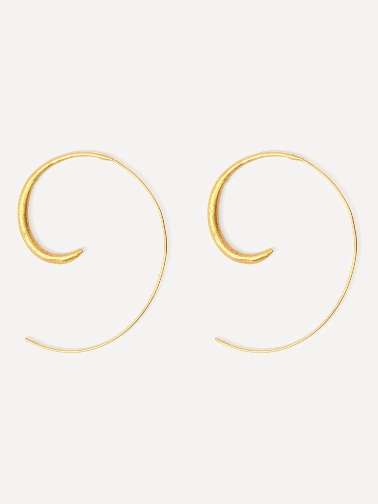 Aegina Gold Pull Through Hoop Earrings - Image 1 of 4 Aegina Gold Pull Through Hoop Earrings - Image 1 of 4