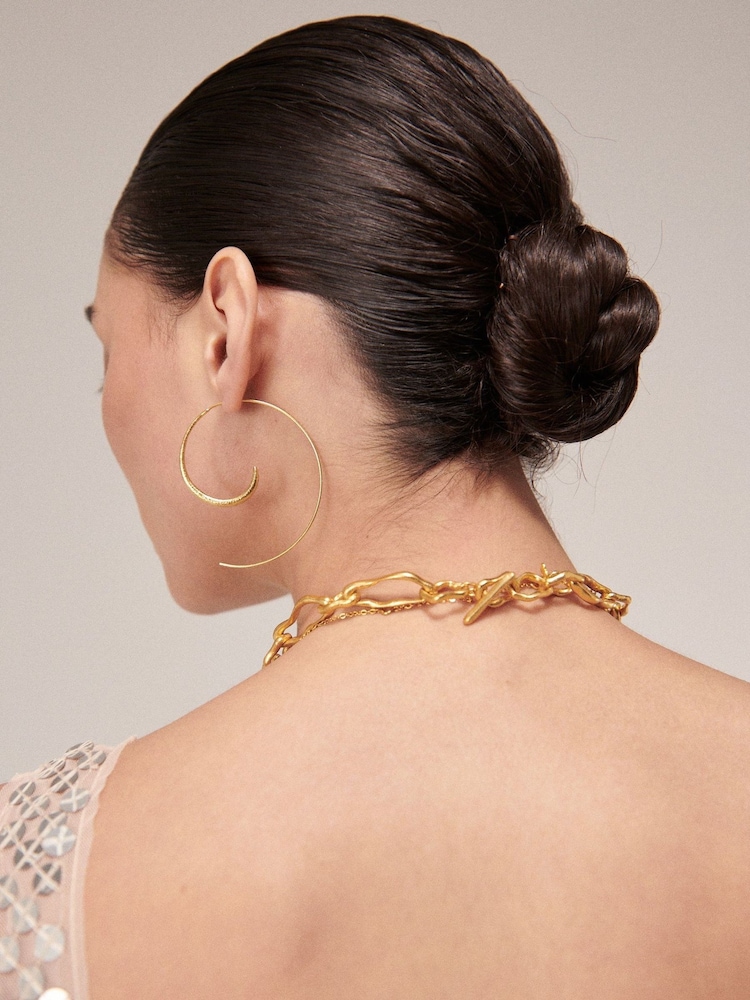 Aegina Gold Pull Through Hoop Earrings - Image 4 of 4 Aegina Gold Pull Through Hoop Earrings - Image 4 of 4