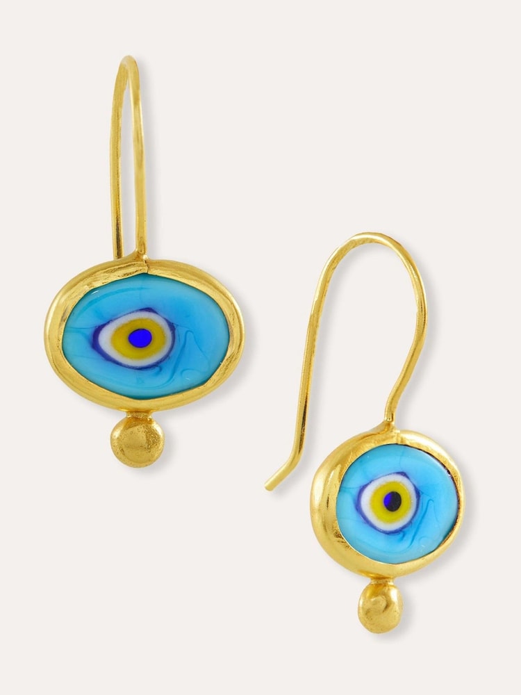 Dawn Blue Chalcedony and Pearl Drop Huggie Earrings - Image 1 of 4 Dawn Blue Chalcedony and Pearl Drop Huggie Earrings - Image 1 of 4