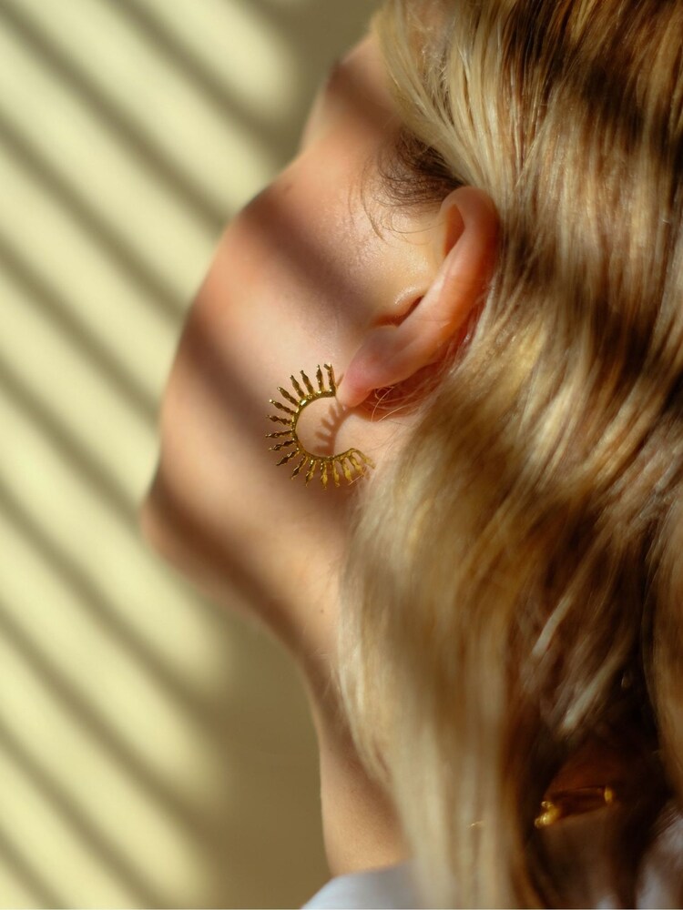 Aylin Gold Hoop Earrings - Image 2 of 3