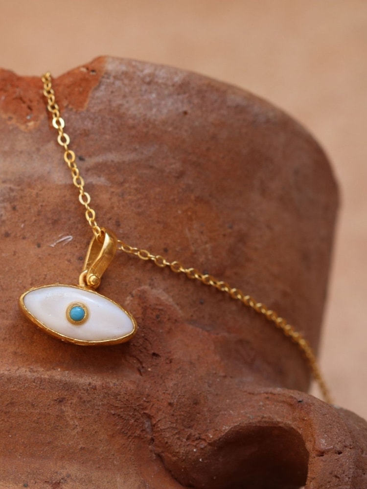 Aretha Mother of Pearl Eye Pendant Necklace - Image 2 of 3 Aretha Mother of Pearl Eye Pendant Necklace - Image 2 of 3